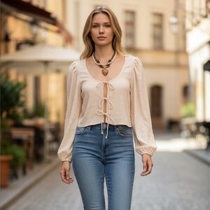 Levi's Cream Tie-Front Blouse